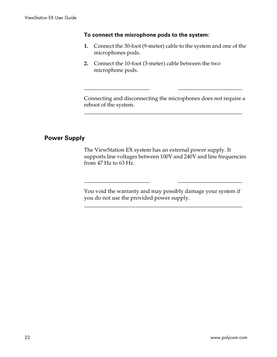 Power supply | Polycom Webcam User Manual | Page 24 / 356
