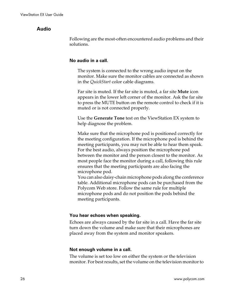 Audio | Polycom Webcam User Manual | Page 28 / 356