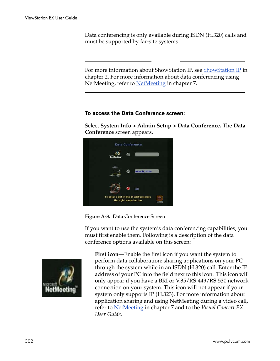 Figure a-3.data conference screen | Polycom Webcam User Manual | Page 304 / 356
