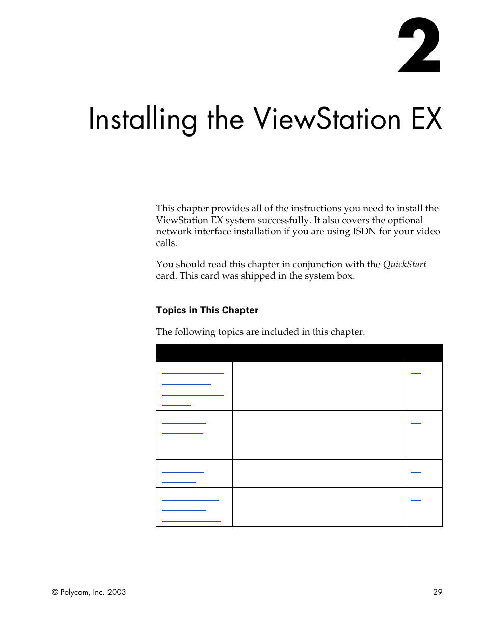 Installing the viewstation ex, Chapter 2 - installing the viewstation ex | Polycom Webcam User Manual | Page 31 / 356