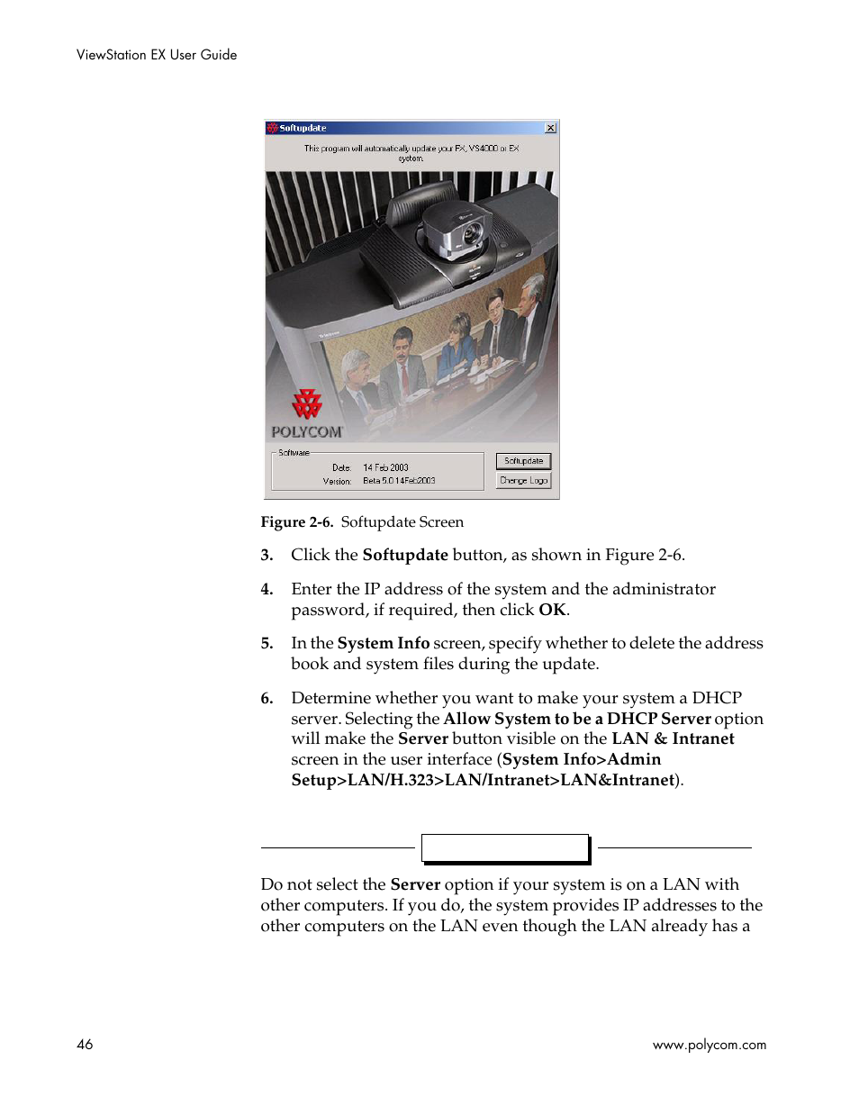 Figure 2-6.softupdate screen | Polycom Webcam User Manual | Page 48 / 356