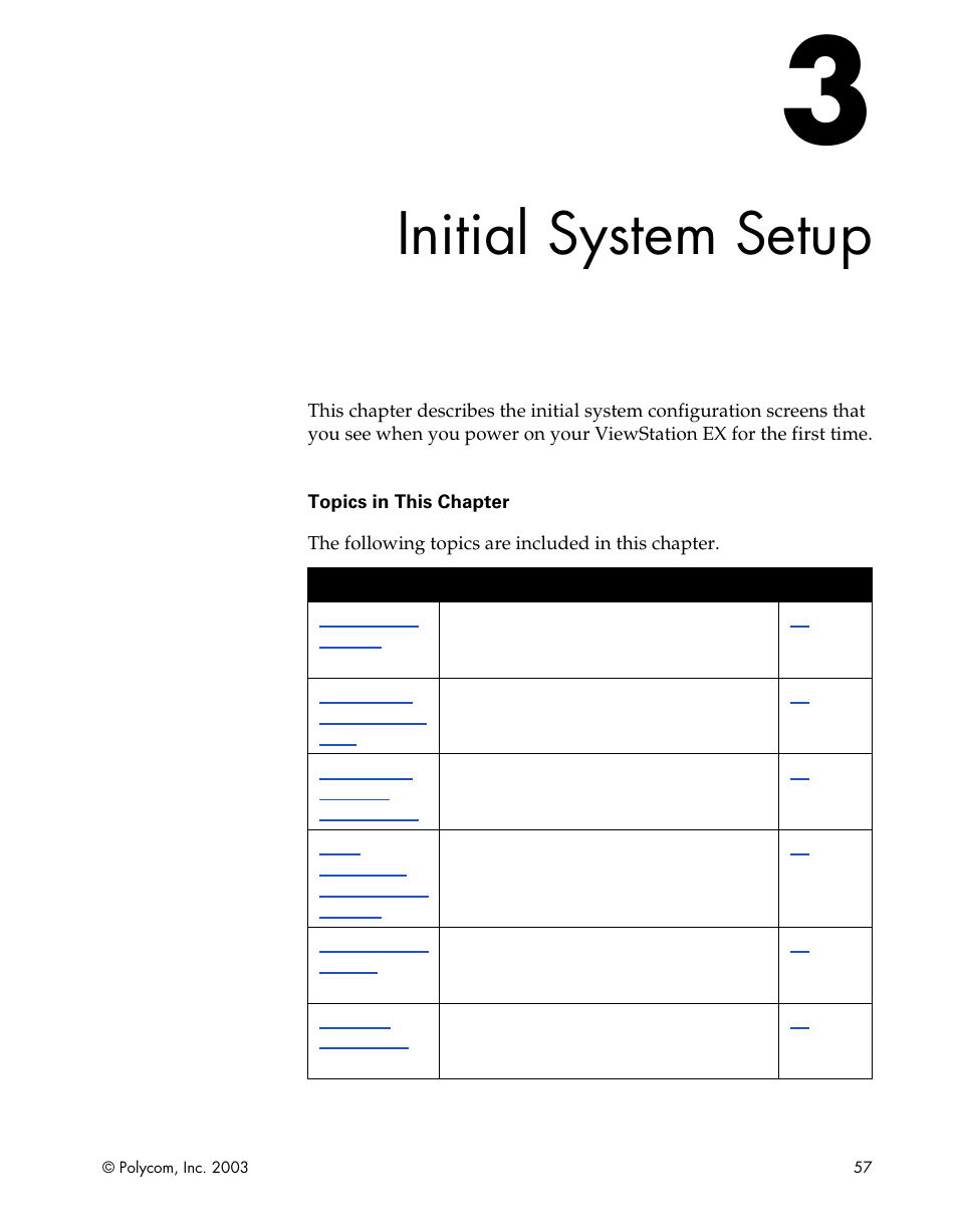 Initial system setup, Chapter 3 - initial system setup, Initial system | Setup | Polycom Webcam User Manual | Page 59 / 356