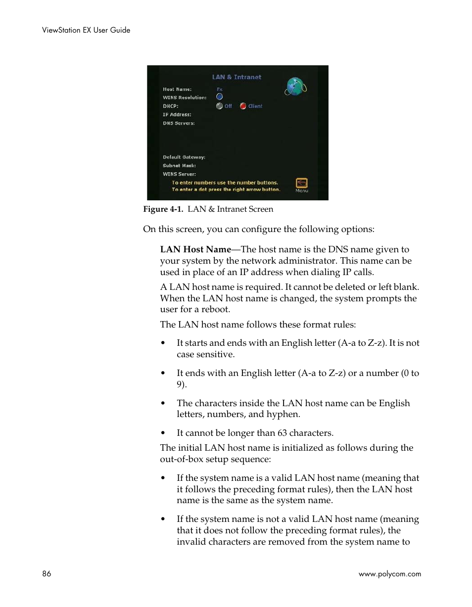 Figure 4-1.lan & intranet screen | Polycom Webcam User Manual | Page 88 / 356