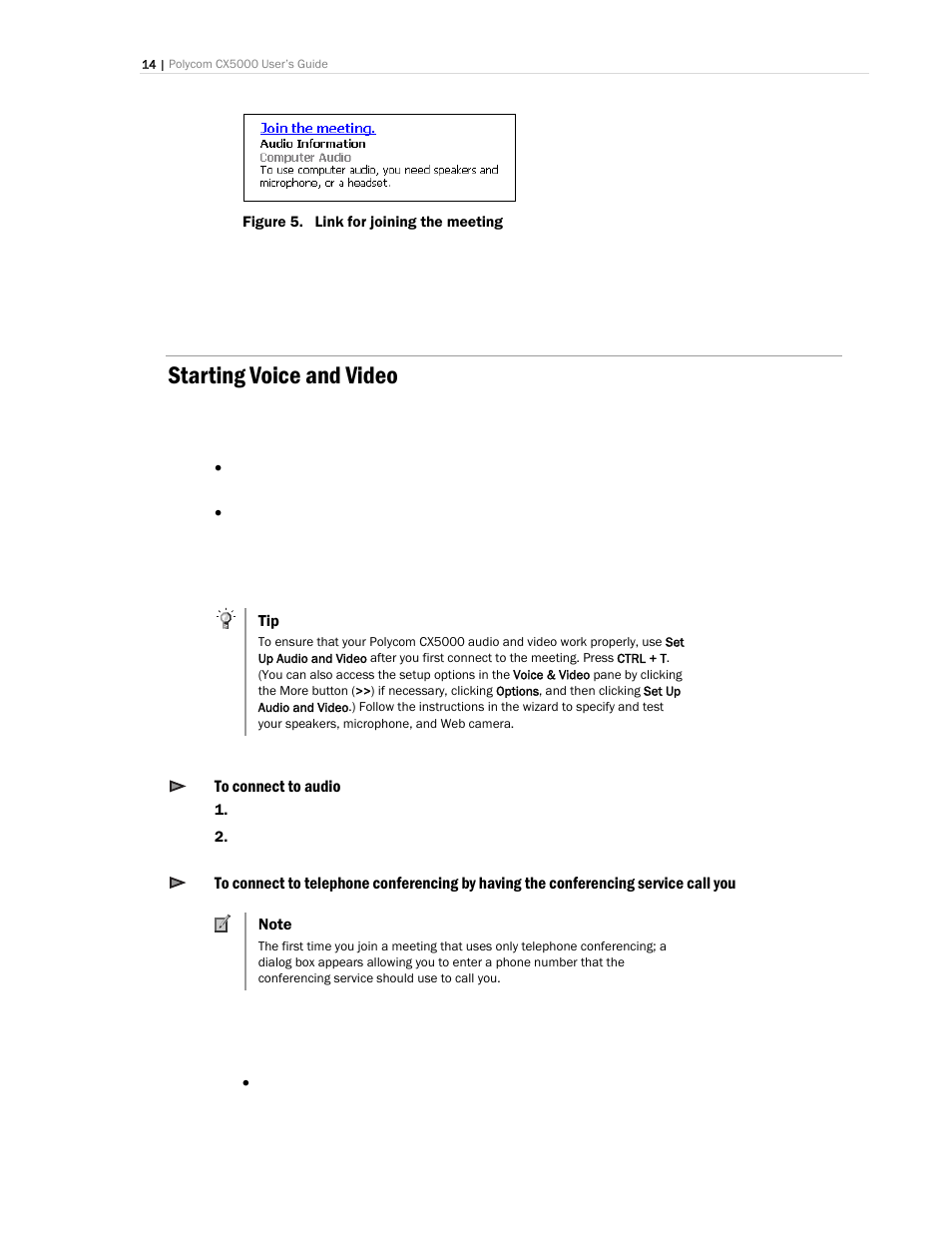 Starting voice and video | Polycom CX5000 User Manual | Page 14 / 25