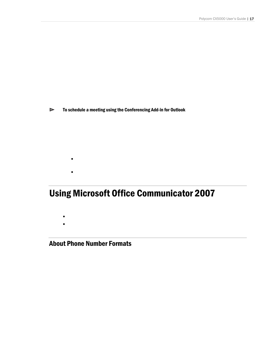 Using microsoft office communicator 2007, About phone number formats | Polycom CX5000 User Manual | Page 17 / 25