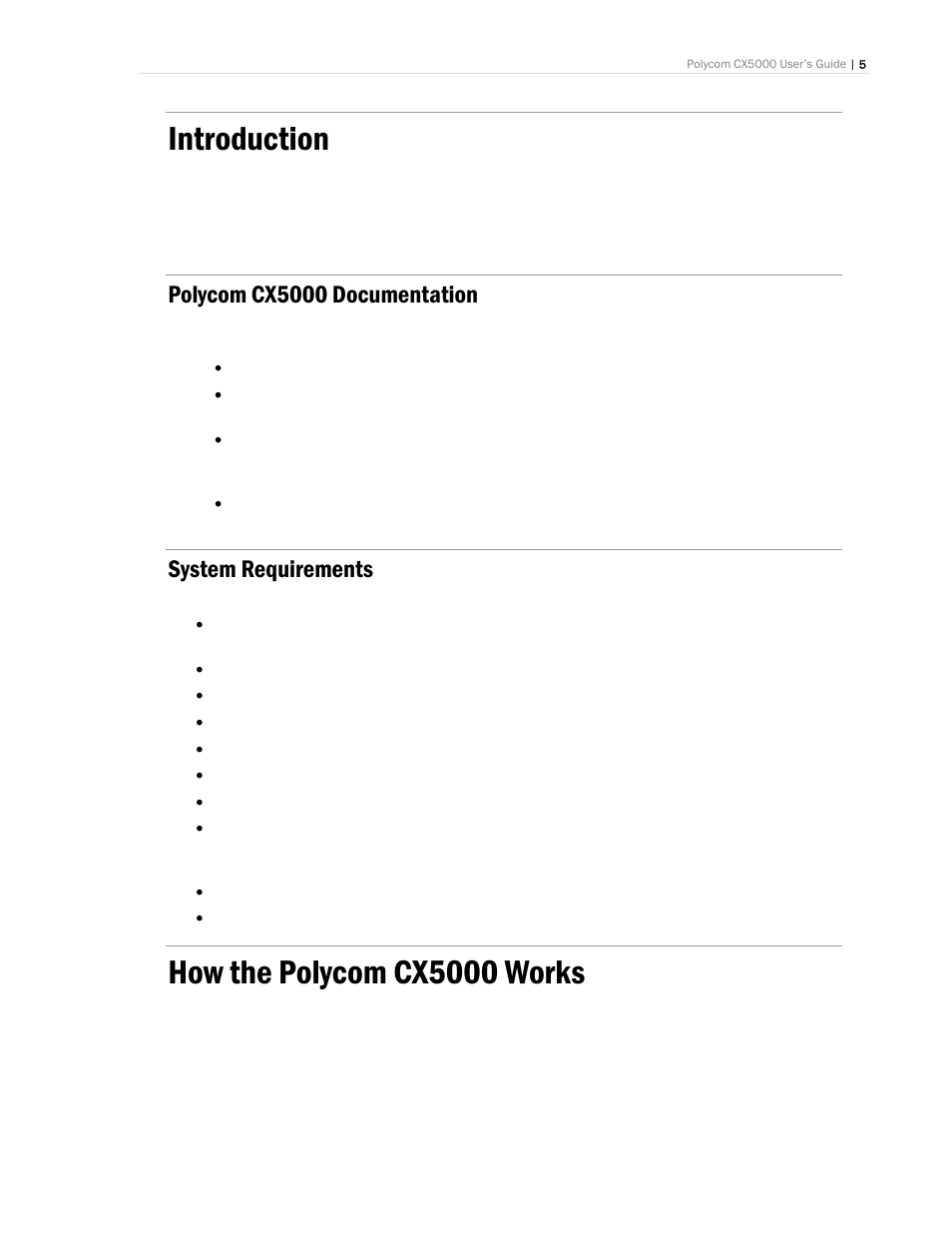 Introduction, Polycom cx5000 documentation, System requirements | How the polycom cx5000 works | Polycom CX5000 User Manual | Page 5 / 25