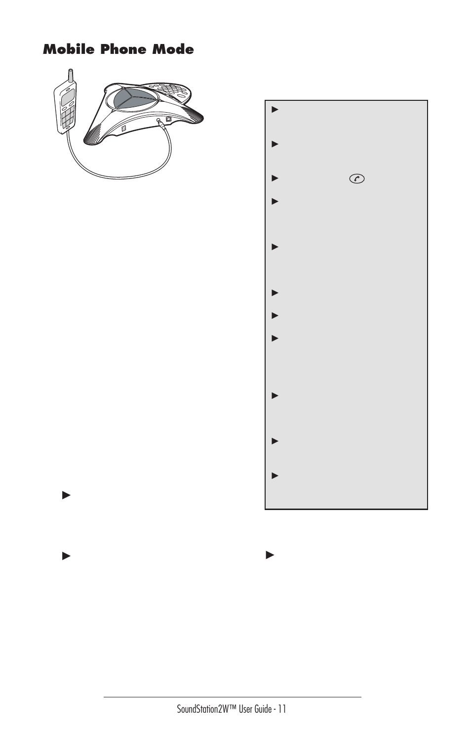 Mobile phone mode | Polycom 2W User Manual | Page 11 / 42