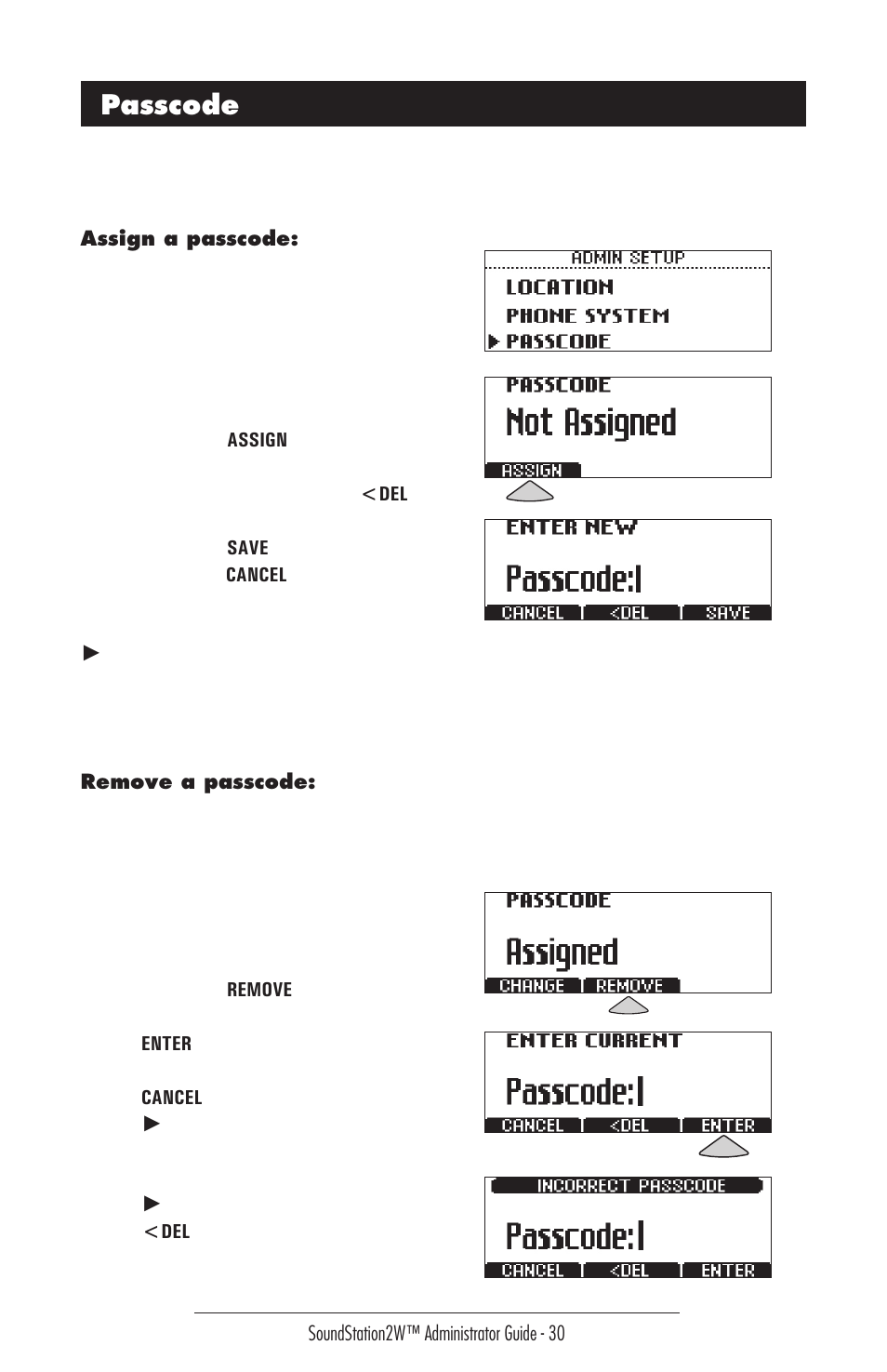 Passcode | Polycom 2W User Manual | Page 30 / 42