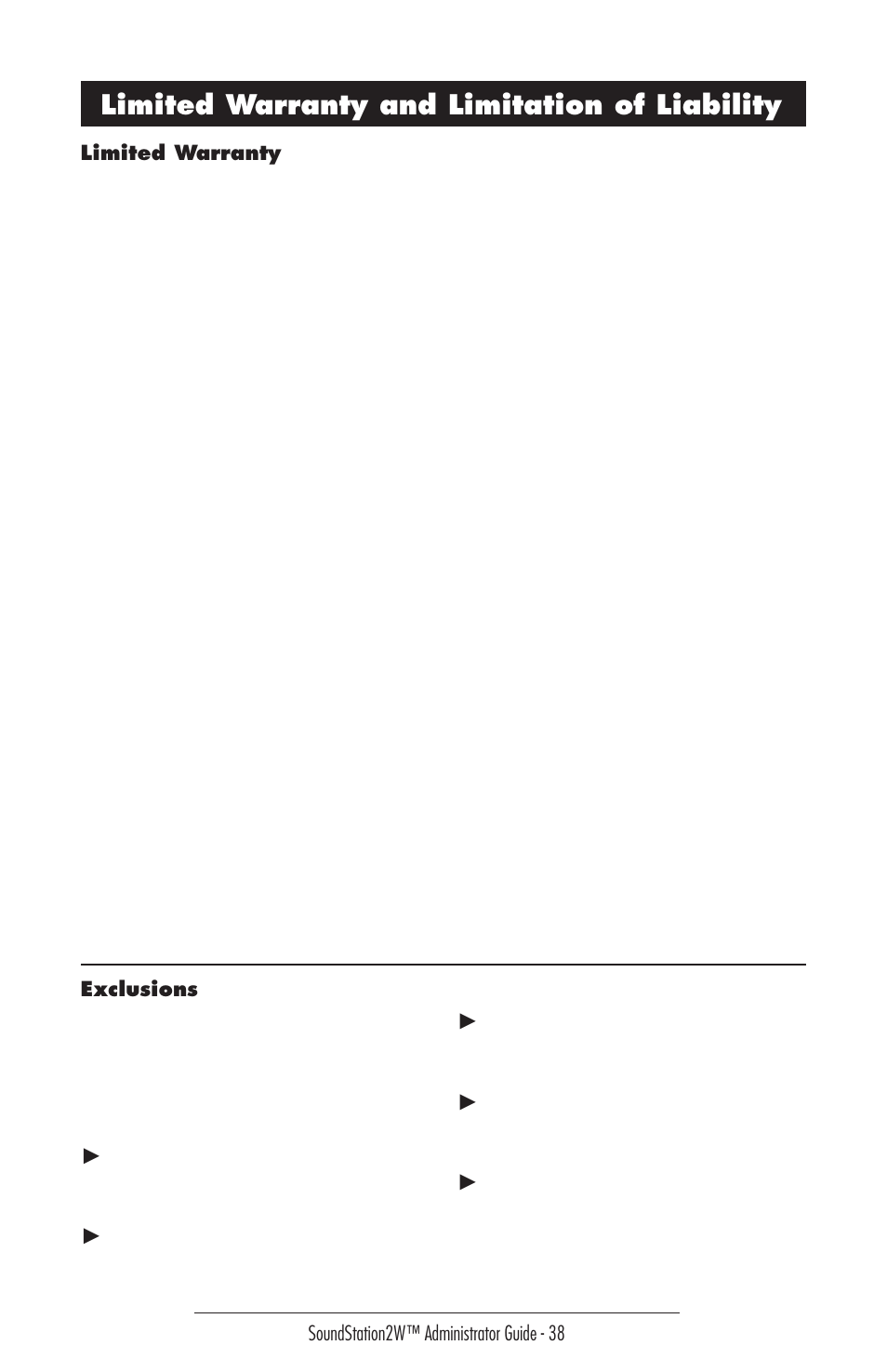 Limited warranty and limitation of liability | Polycom 2W User Manual | Page 38 / 42