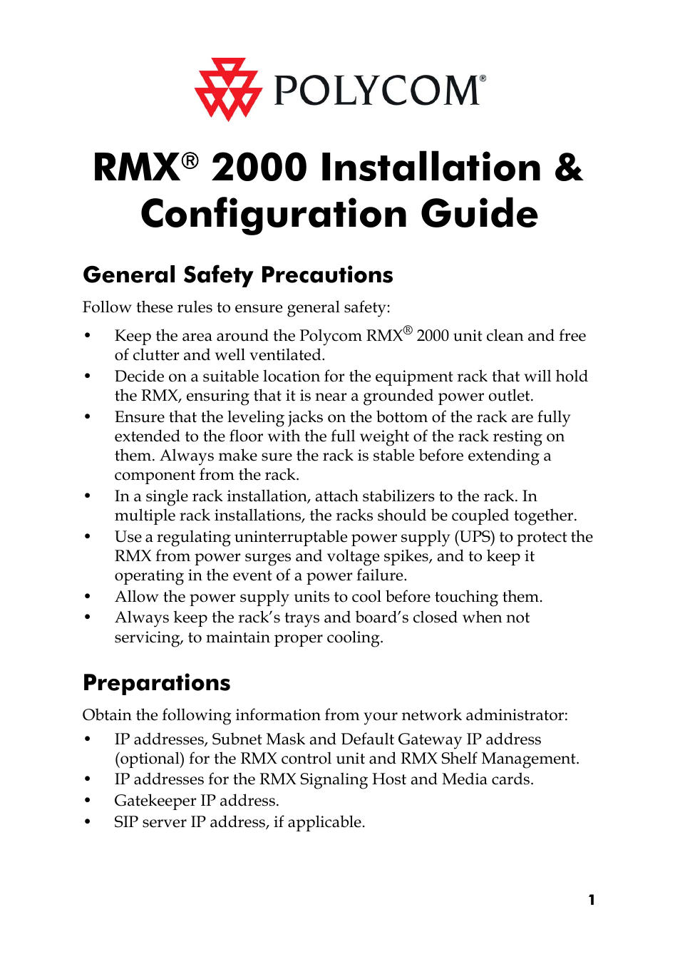 Polycom RMX 2000 User Manual | 20 pages