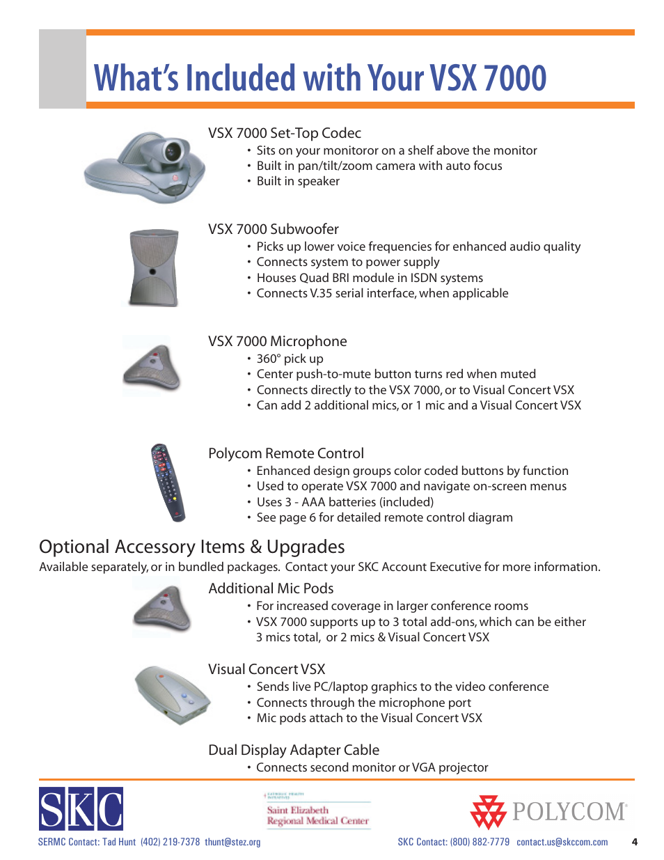 What’s included with your vsx 7000, Optional accessory items & upgrades | Polycom vsx 7000 Series User Manual | Page 4 / 18
