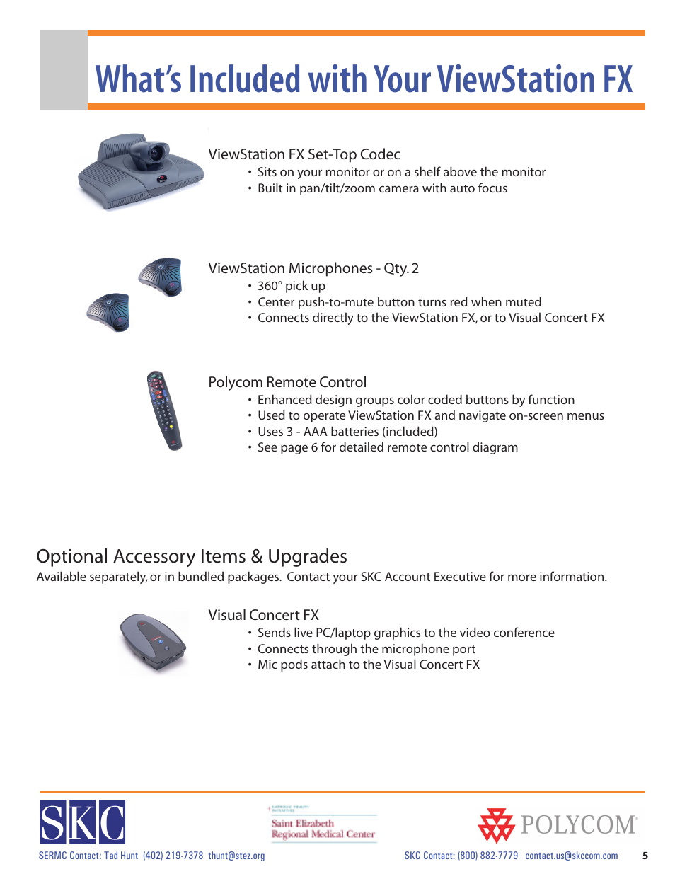What’s included with your viewstation fx, Optional accessory items & upgrades | Polycom vsx 7000 Series User Manual | Page 5 / 18