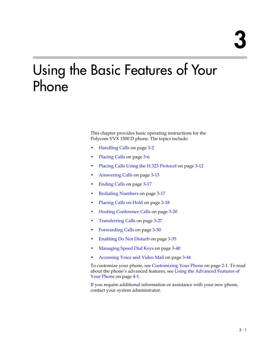 Using the basic features of your phone, 3 using the basic features of your phone -1, Phone’s basic features, see | Using the basic features of your, Phone | Polycom VVX 1500 D User Manual | Page 111 / 210