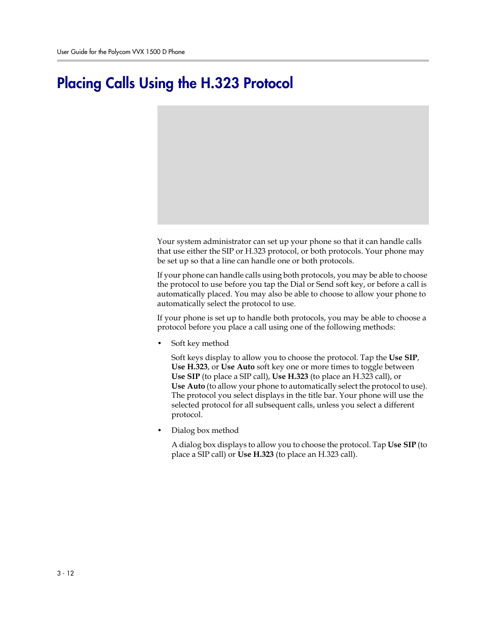 Placing calls using the h.323 protocol, Placing calls using the h.323 protocol -12 | Polycom VVX 1500 D User Manual | Page 122 / 210