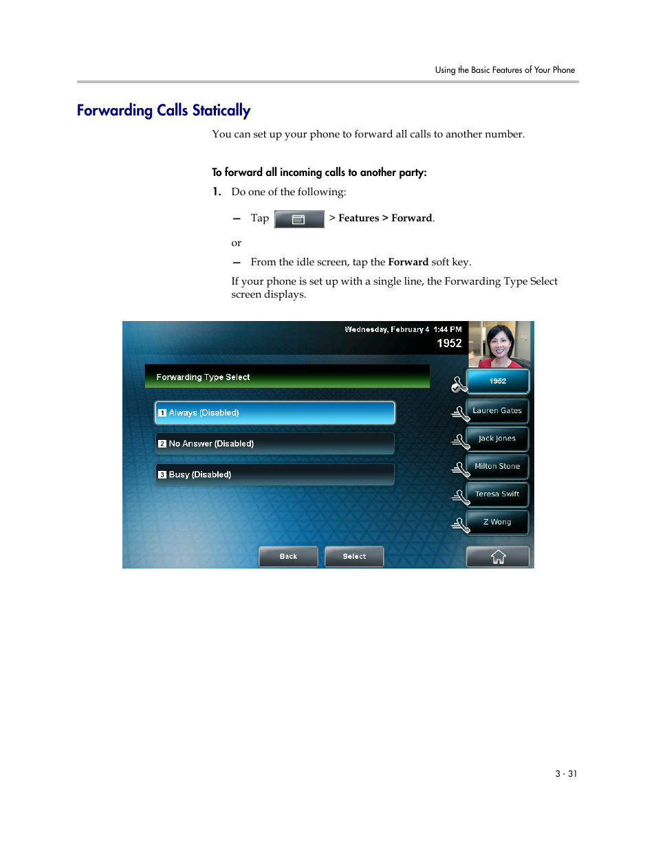 Forwarding calls statically, Forwarding calls statically -31 | Polycom VVX 1500 D User Manual | Page 141 / 210