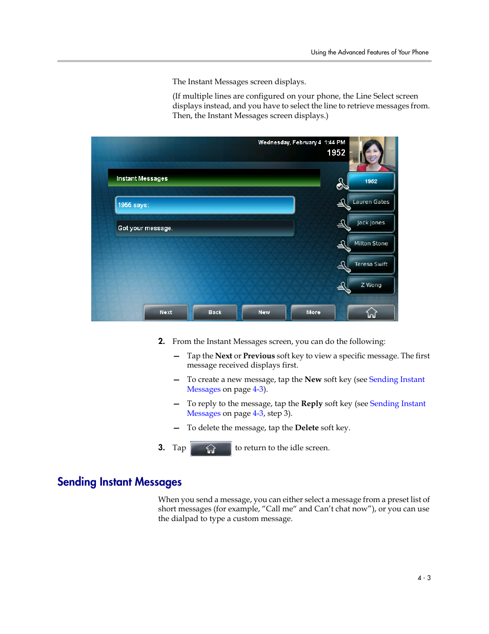 Sending instant messages, Sending instant messages -3 | Polycom VVX 1500 D User Manual | Page 159 / 210