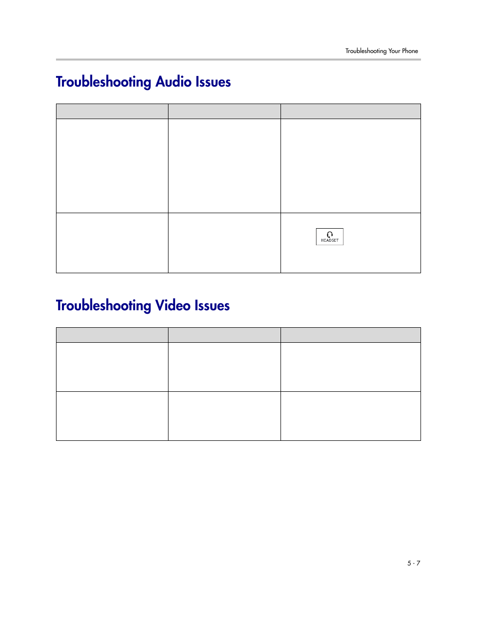 Troubleshooting audio issues, Troubleshooting video issues | Polycom VVX 1500 D User Manual | Page 197 / 210