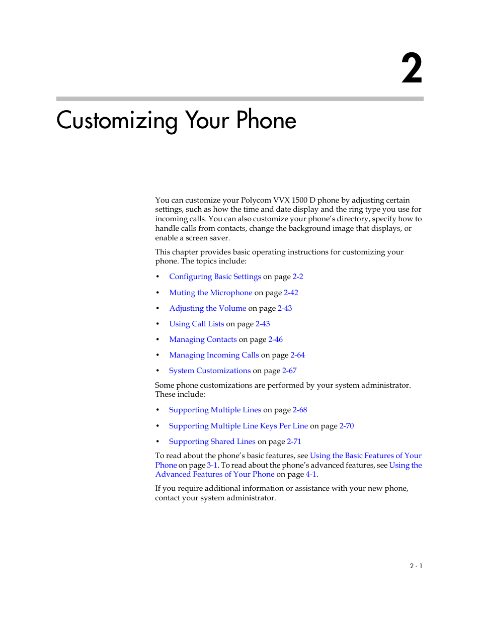 Customizing your phone, 2 customizing your phone -1, To read | Polycom VVX 1500 D User Manual | Page 39 / 210