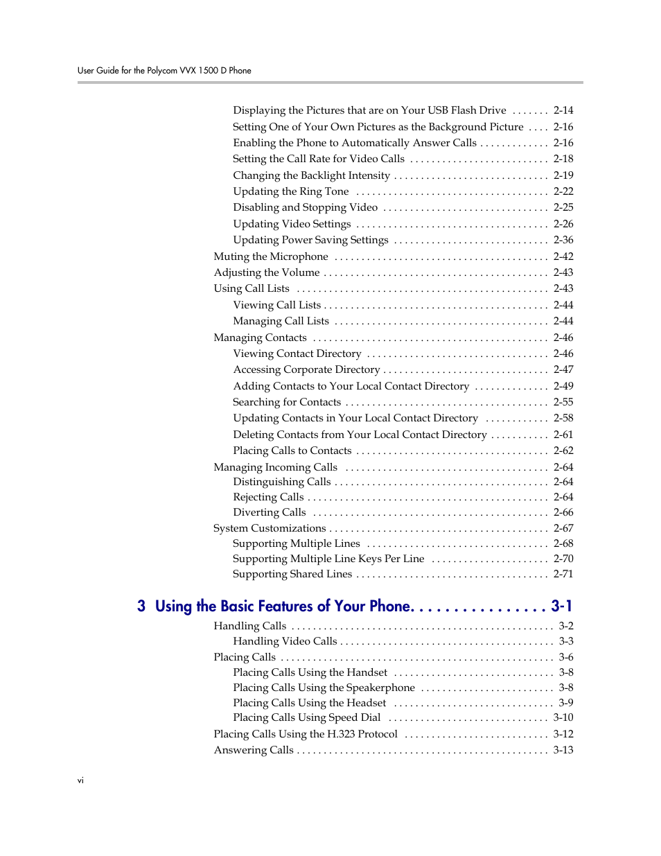 3 using the basic features of your phone -1 | Polycom VVX 1500 D User Manual | Page 6 / 210