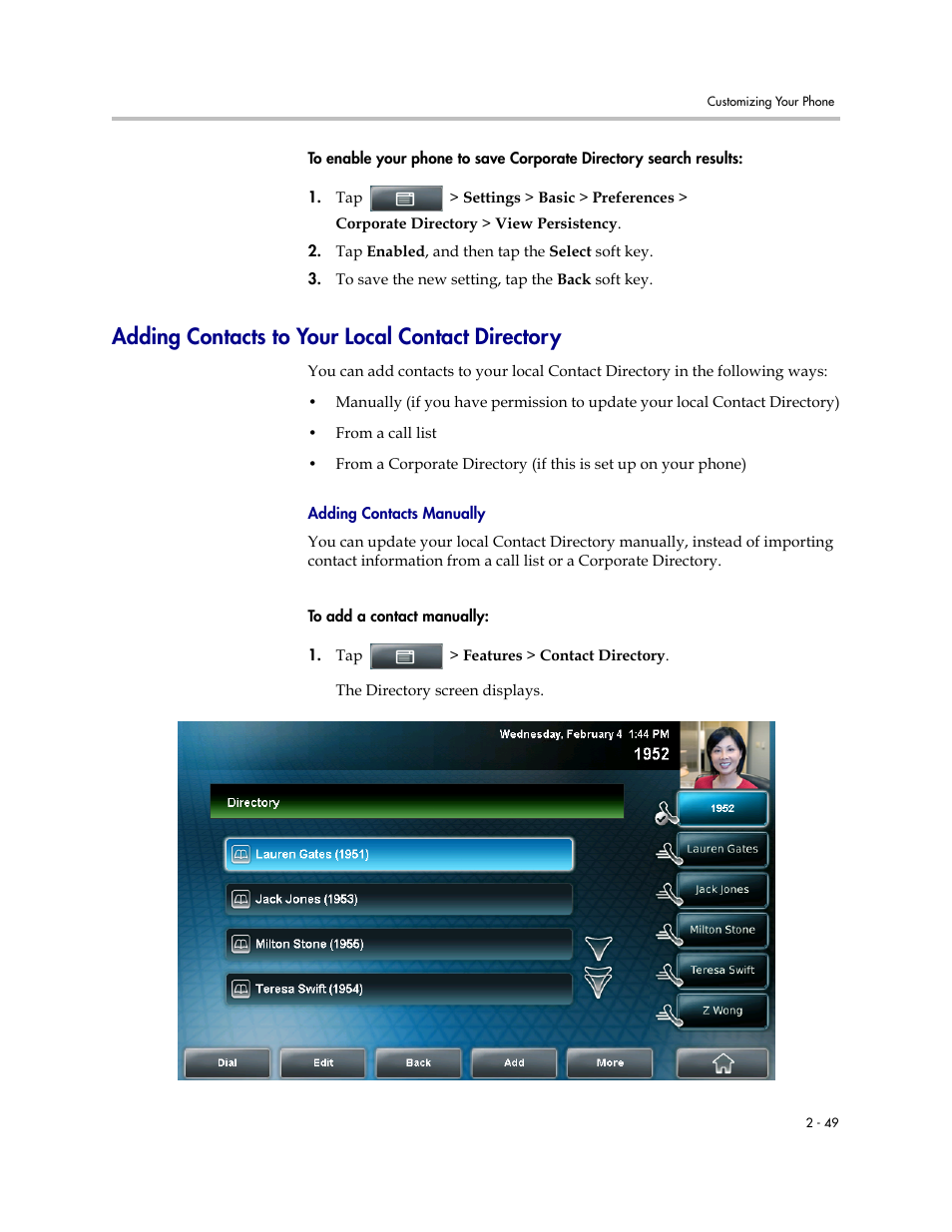 Adding contacts to your local contact directory | Polycom VVX 1500 D User Manual | Page 87 / 210