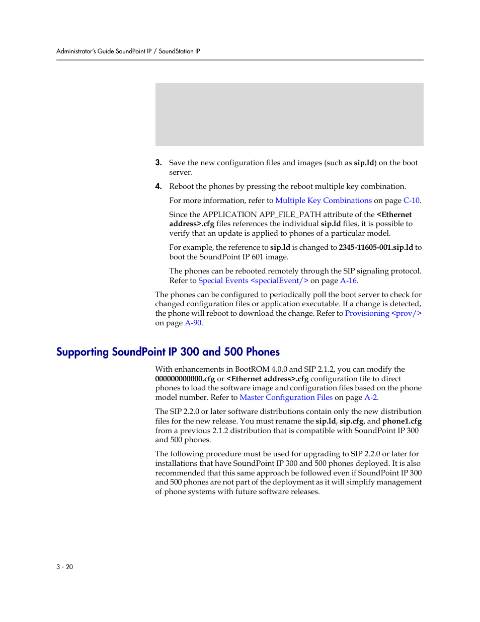 Supporting soundpoint ip 300 and 500 phones, Supporting soundpoint ip 300 and 500 phones –20, Supporting soundpoint | Ip 300 and 500 phones | Polycom SIP 3.1 User Manual | Page 52 / 347