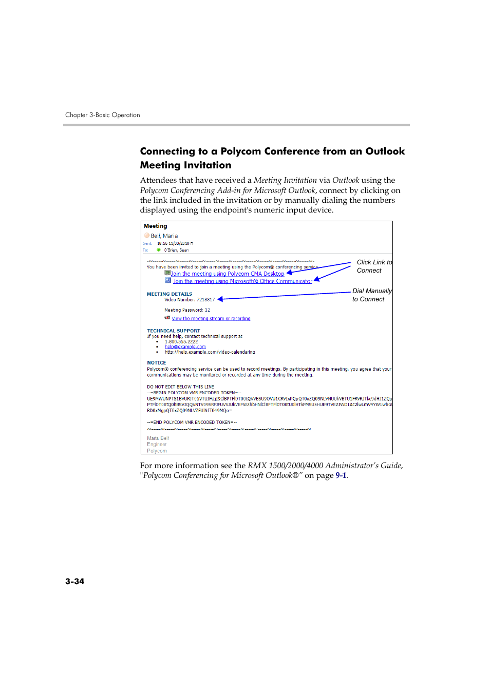 Connecting to a polycom conference from an outlook, Meeting invitation -34 | Polycom RMX DOC2560B User Manual | Page 112 / 188