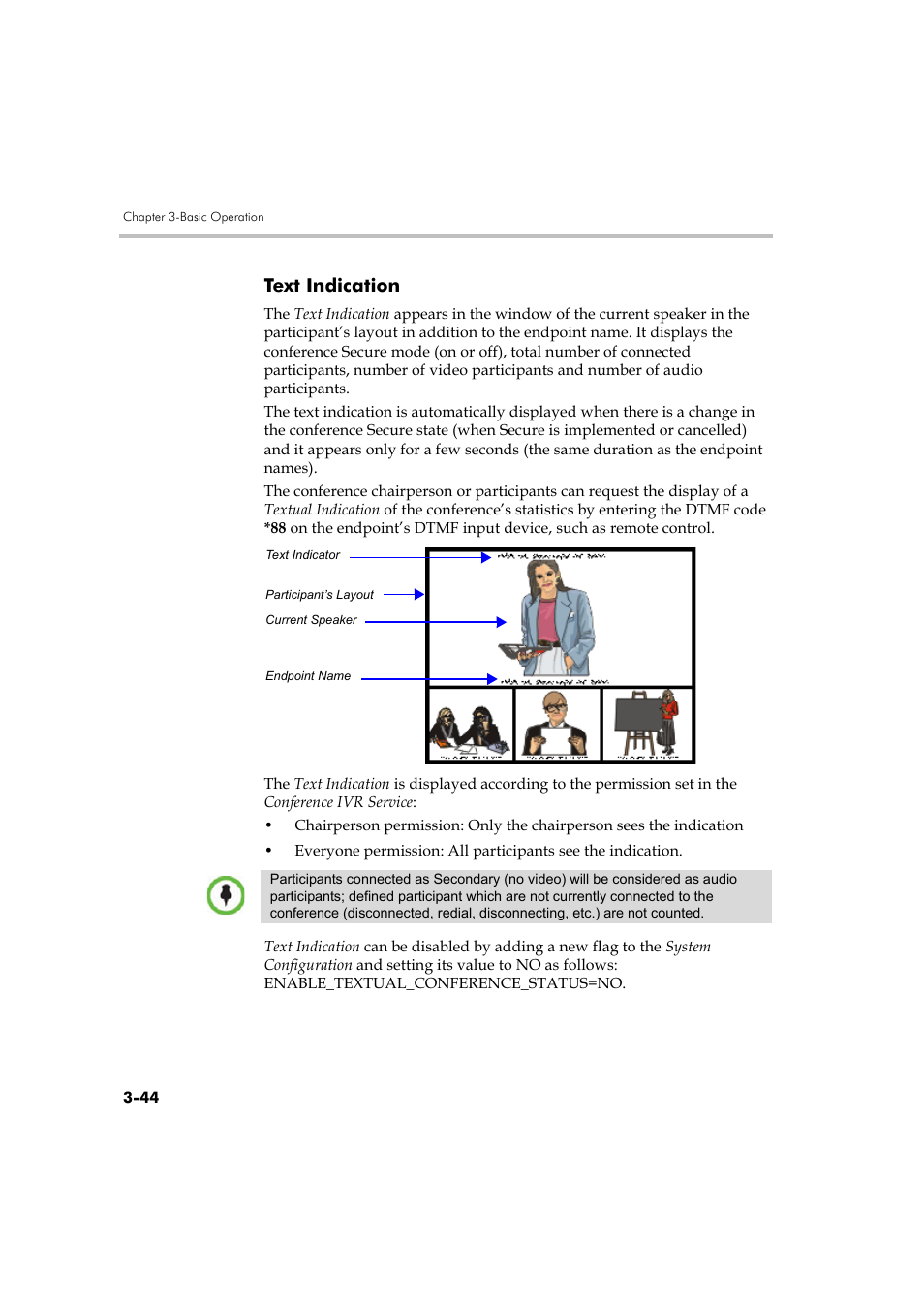 Text indication, Text indication -44 | Polycom RMX DOC2560B User Manual | Page 122 / 188