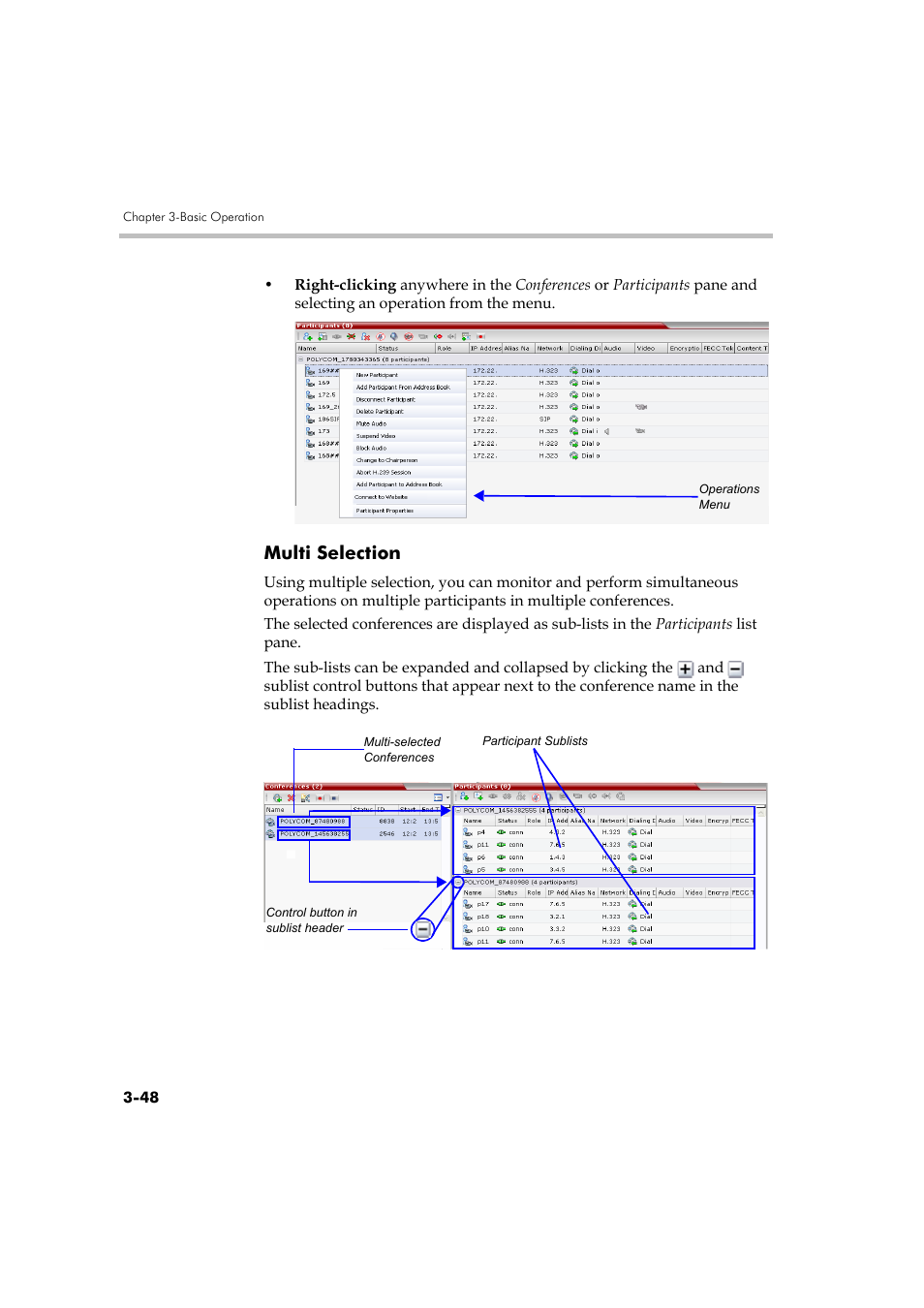 Multi selection, Multi selection -48 | Polycom RMX DOC2560B User Manual | Page 126 / 188