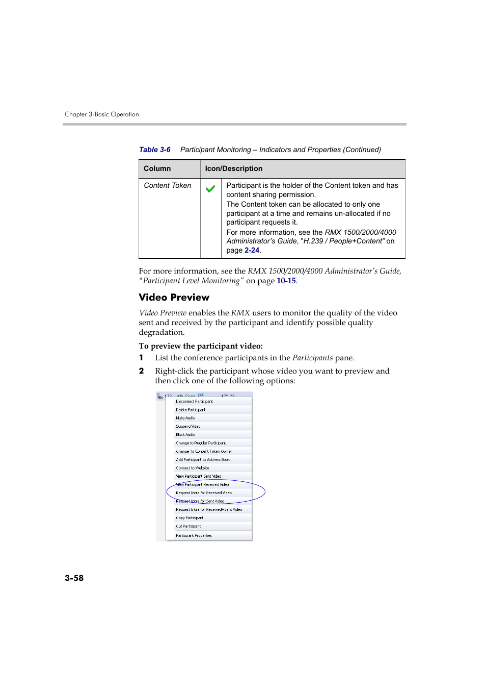 Video preview, Video preview -58 | Polycom RMX DOC2560B User Manual | Page 136 / 188