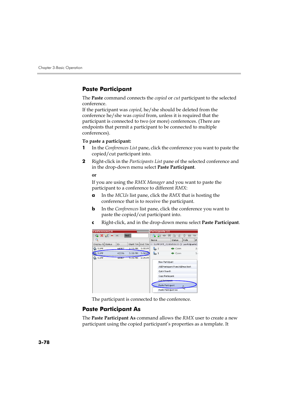 Paste participant, Paste participant as, Paste participant -78 paste participant as -78 | Polycom RMX DOC2560B User Manual | Page 156 / 188