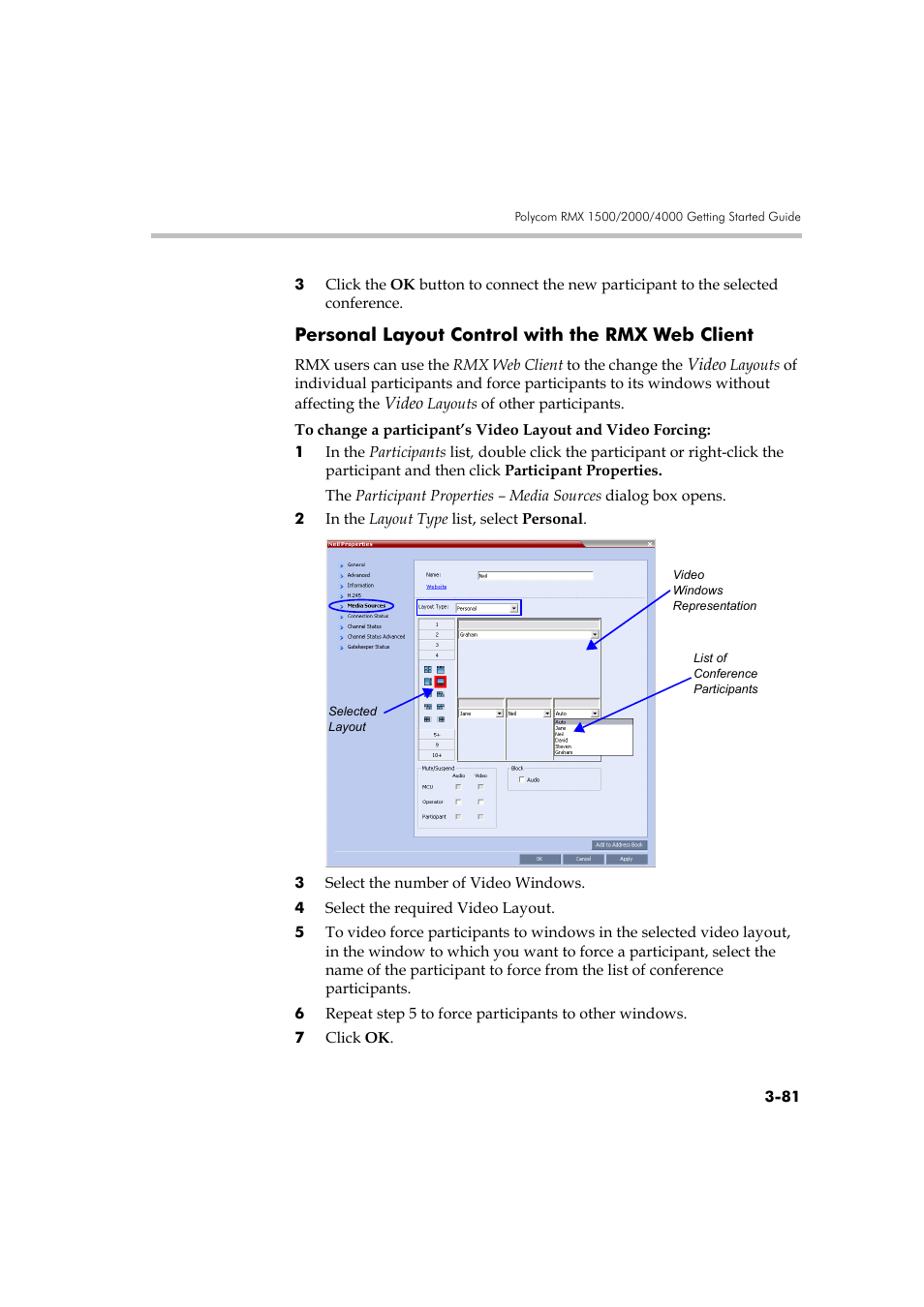 Personal layout control with the rmx web client | Polycom RMX DOC2560B User Manual | Page 159 / 188