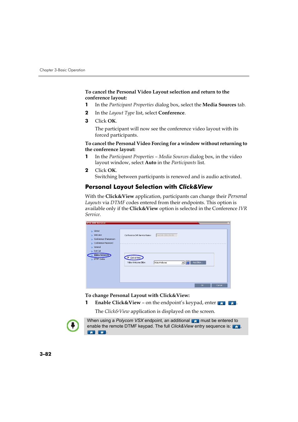 Personal layout selection with click&view, Personal layout selection with click&view -82 | Polycom RMX DOC2560B User Manual | Page 160 / 188