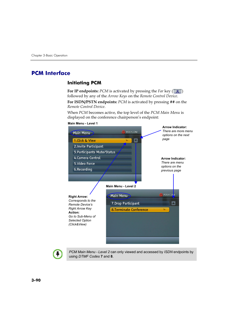 Pcm interface, Initiating pcm, Pcm interface -90 | Initiating pcm -90 | Polycom RMX DOC2560B User Manual | Page 168 / 188