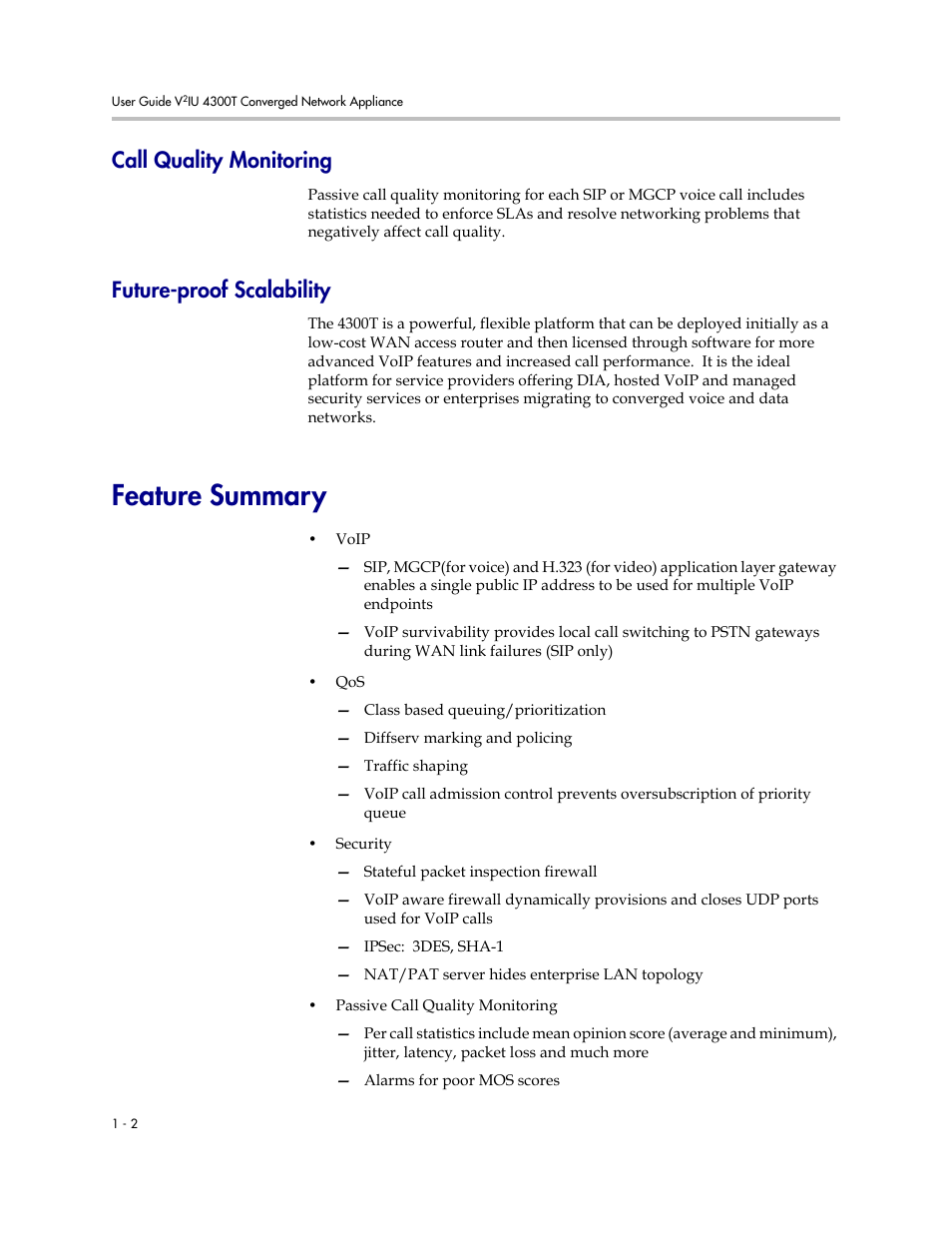 Call quality monitoring, Future-proof scalability, Feature summary | Feature summary –2 | Polycom 4300T User Manual | Page 10 / 118