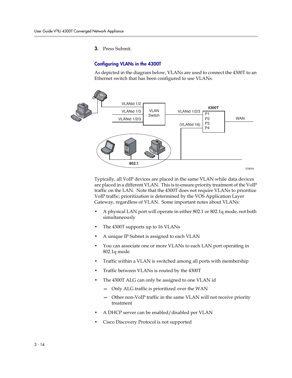 Configuring vlans in the 4300t, Configuring vlans in the 4300t –14 | Polycom 4300T User Manual | Page 32 / 118