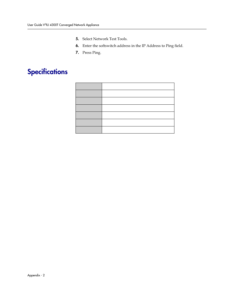 Specifications | Polycom 4300T User Manual | Page 86 / 118