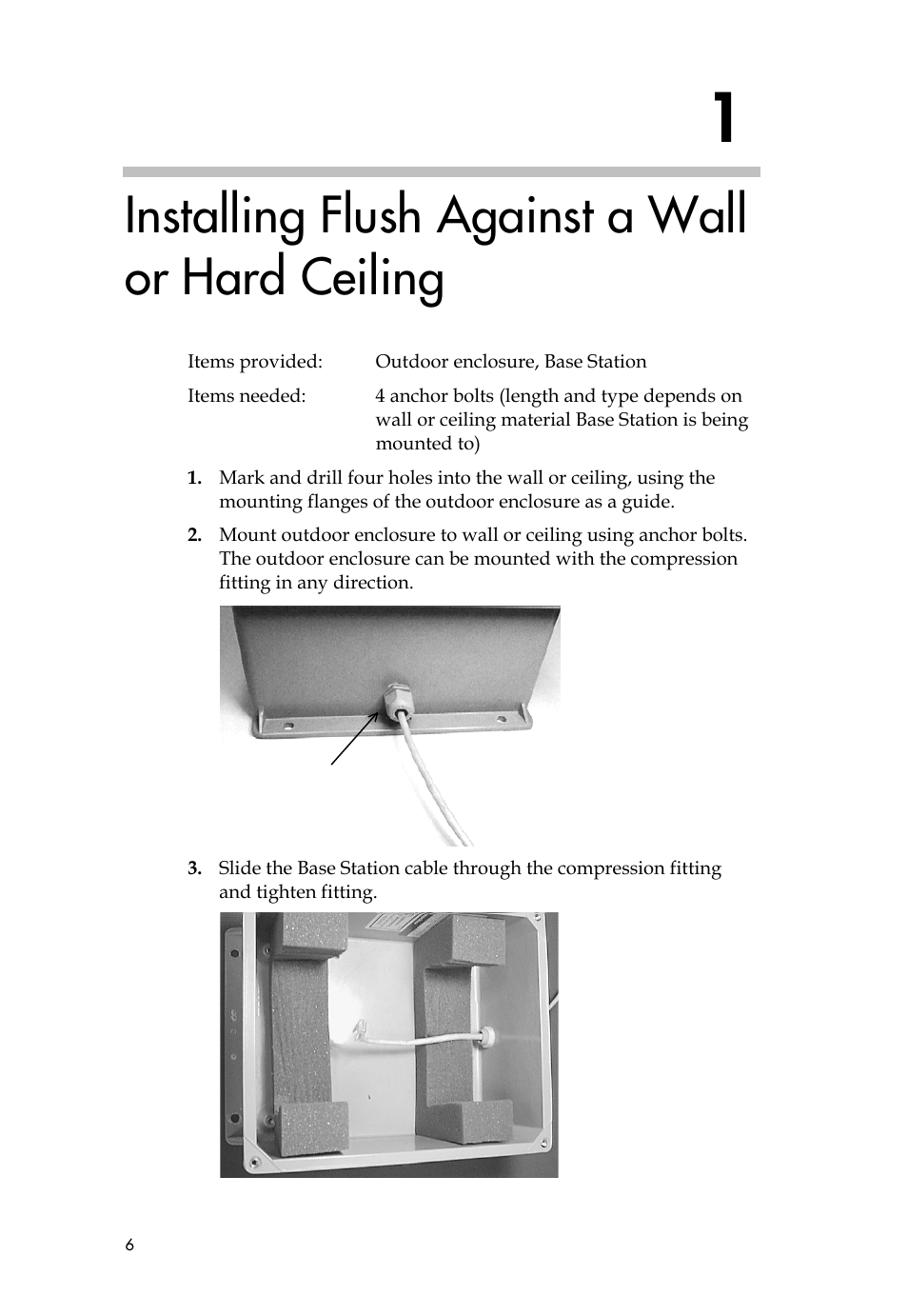 Installing flush against a wall or hard ceiling | Polycom SPECTRALINK 6000 User Manual | Page 6 / 12