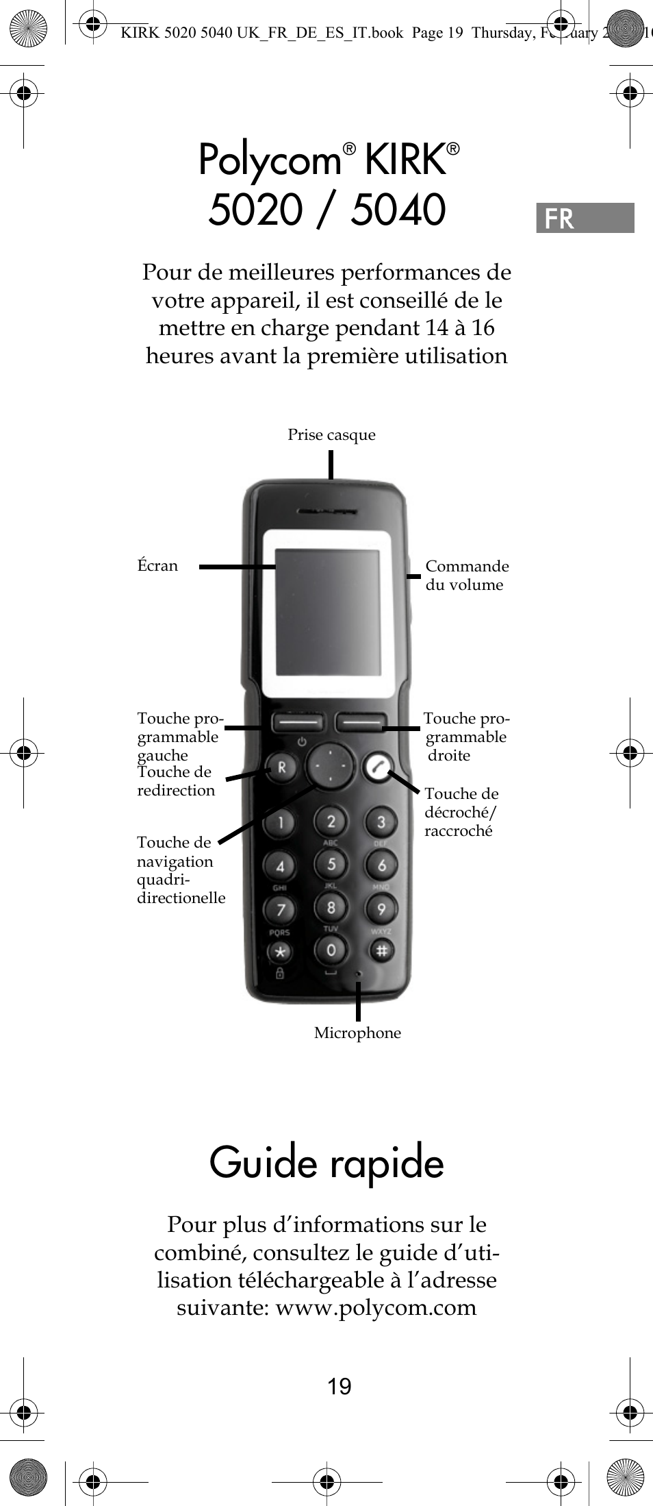 Polycom, Kirk, Guide rapide | Polycom KIRK 14171914-HD User Manual | Page 19 / 76