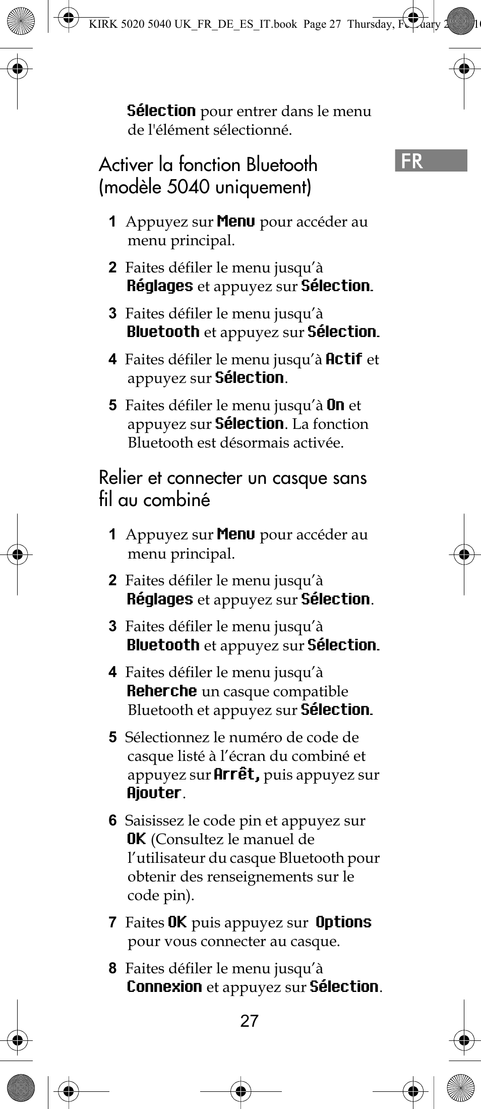 Relier et connecter un casque sans fil au combiné | Polycom KIRK 14171914-HD User Manual | Page 27 / 76