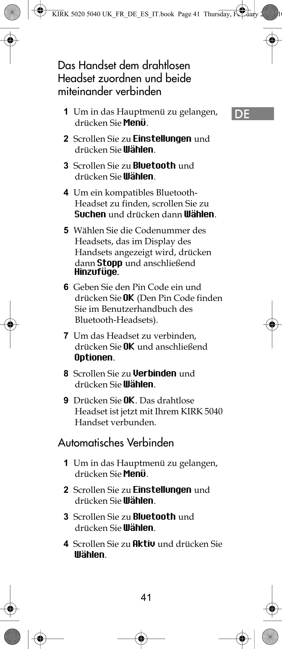 Automatisches verbinden | Polycom KIRK 14171914-HD User Manual | Page 41 / 76