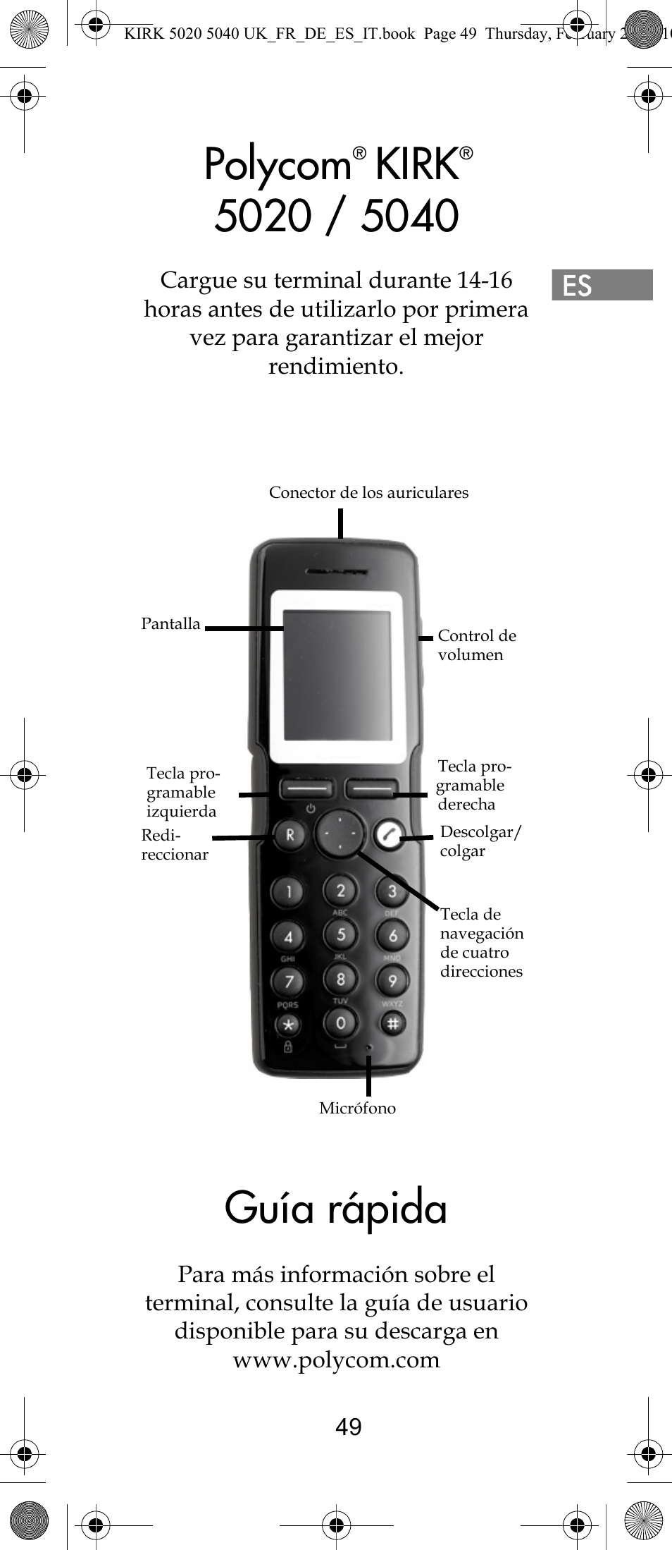 Polycom, Kirk, Guía rápida | Polycom KIRK 14171914-HD User Manual | Page 49 / 76