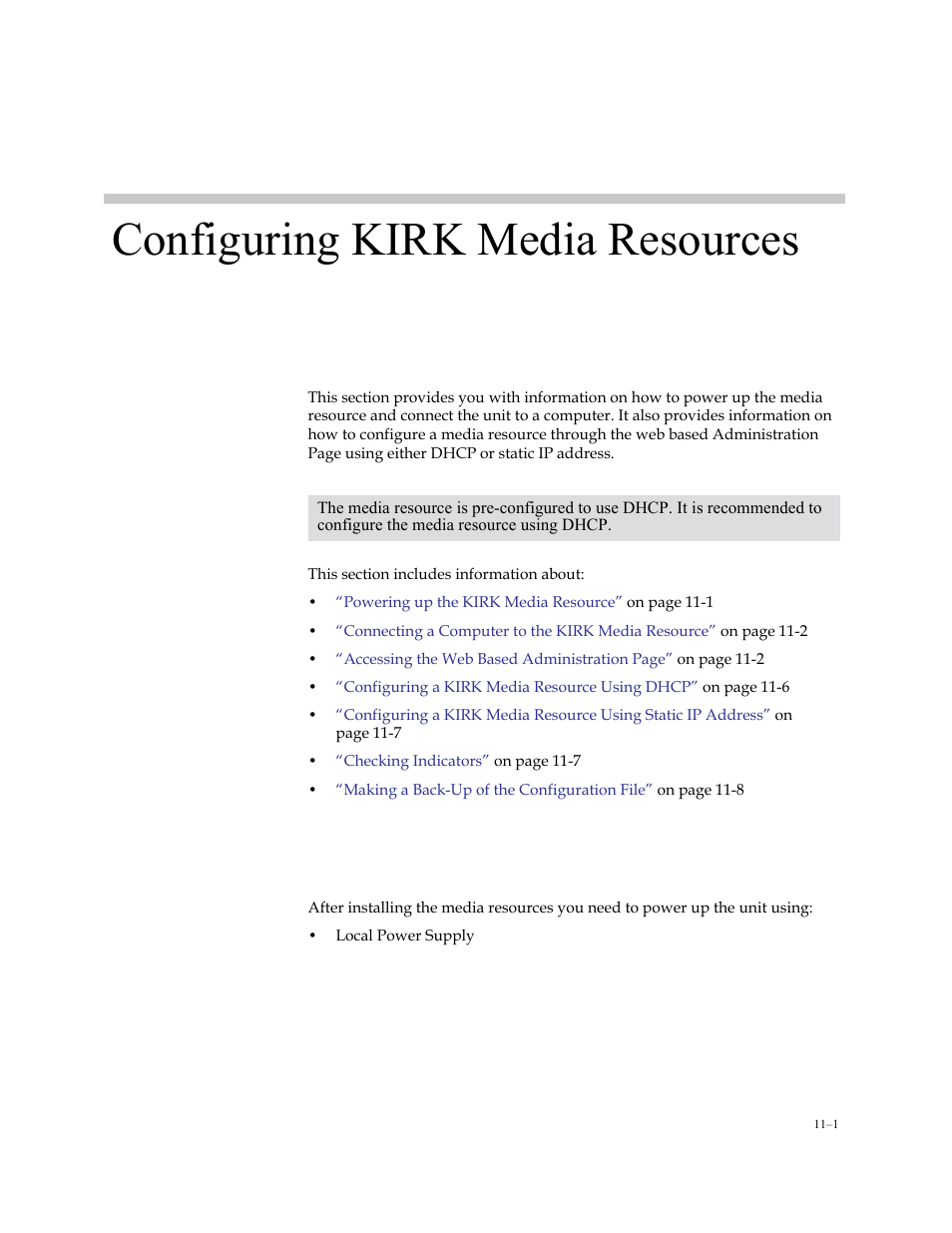 Configuring kirk media resources, Powering up the kirk media resource, Powering up the kirk media resource –1 | Polycom KIRK KWS6000 User Manual | Page 105 / 202