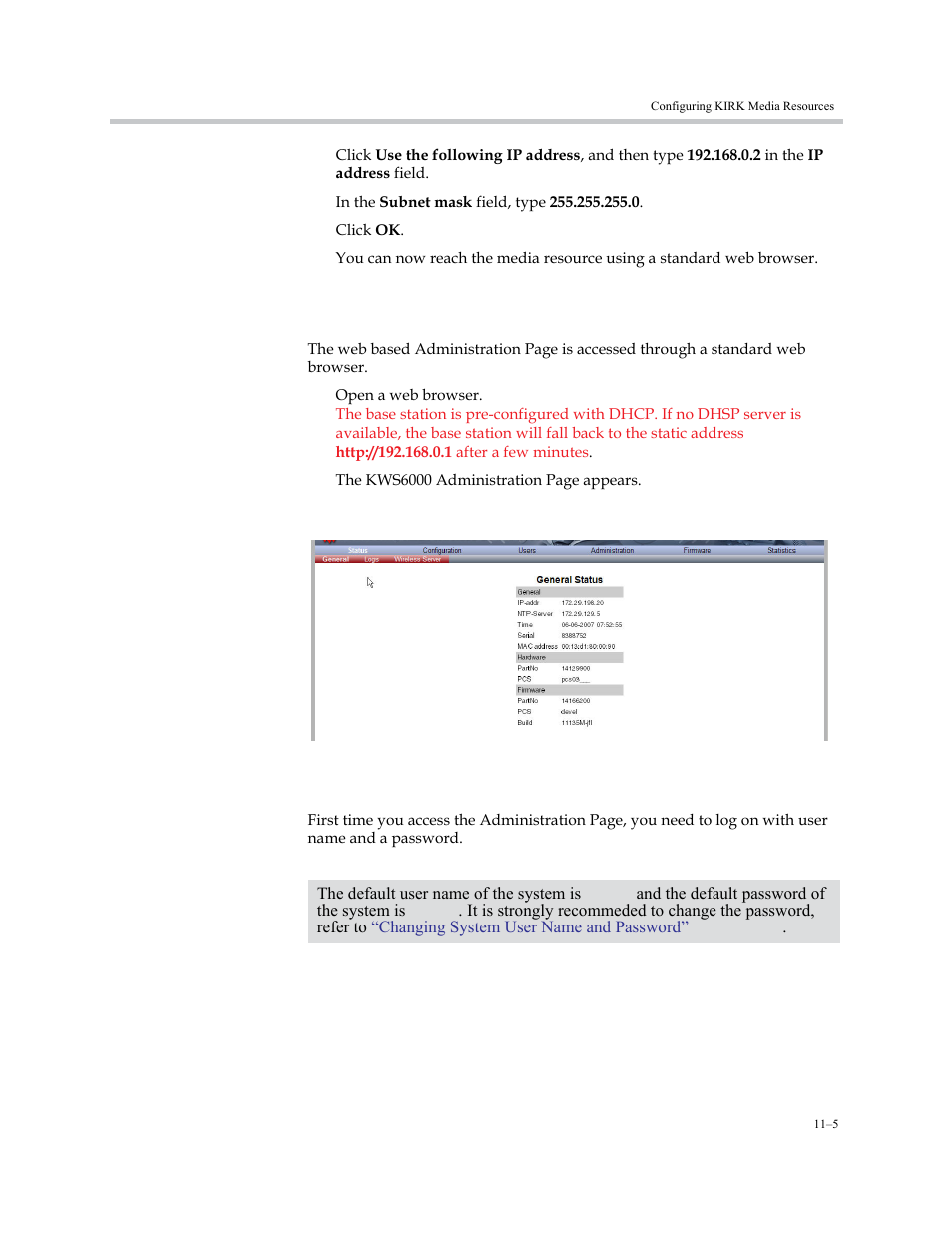 Entering a system user name and password, Entering a system user name and password –5, How to access the administration page | Polycom KIRK KWS6000 User Manual | Page 109 / 202
