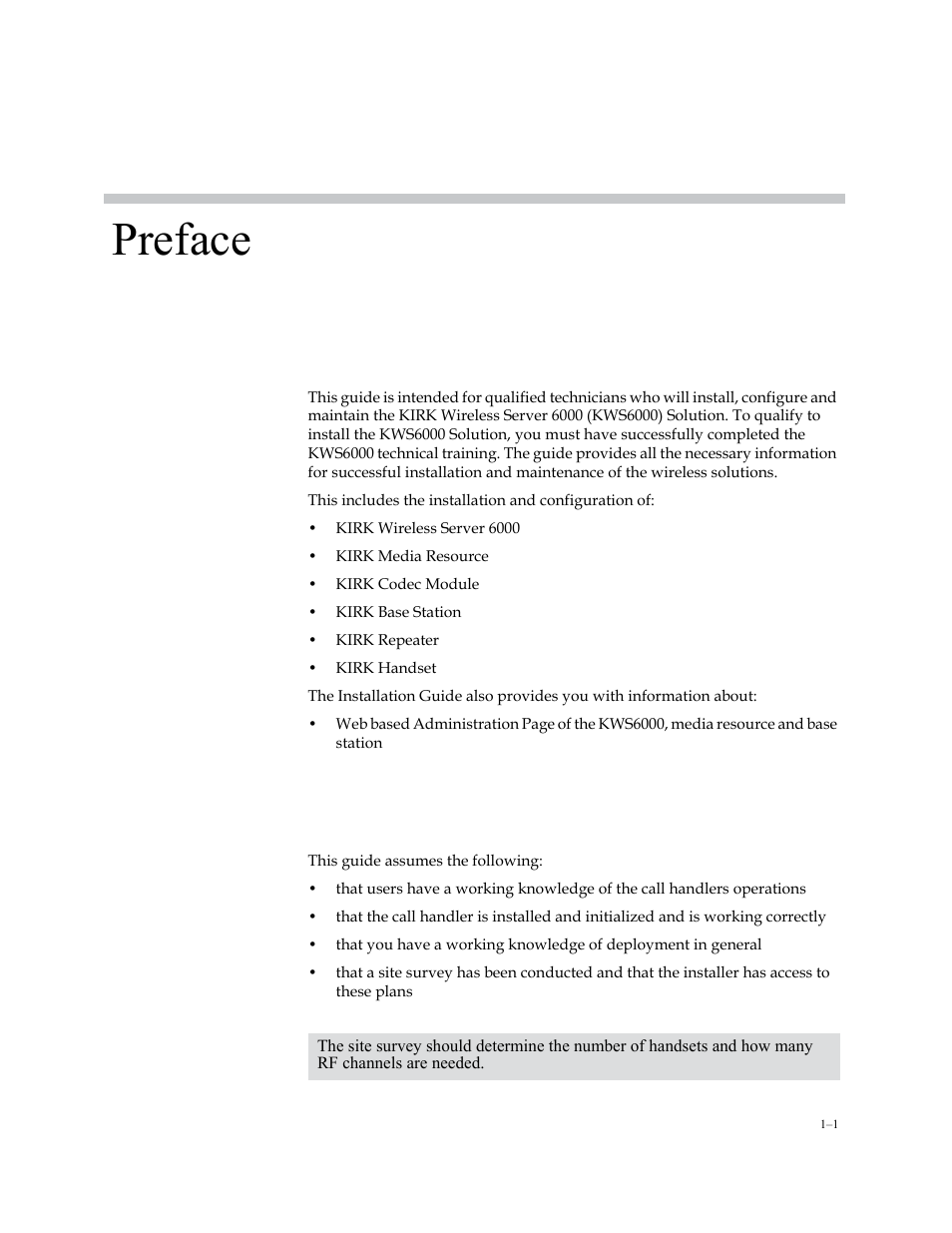 Preface, Important information before you begin, Important information before you begin –1 | Polycom KIRK KWS6000 User Manual | Page 11 / 202