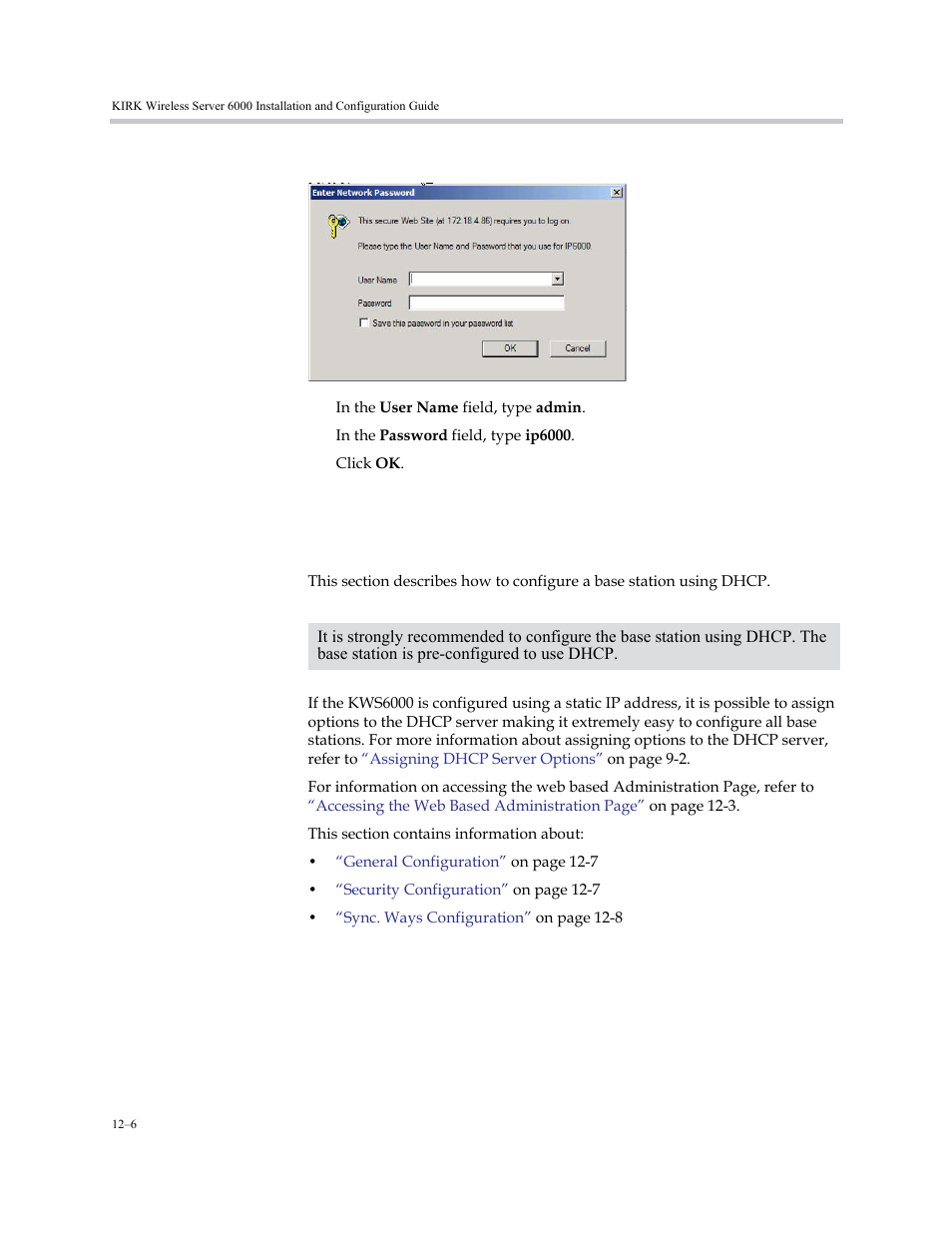 Configuring a kirk base station using dhcp, Configuring a kirk base station using dhcp –6 | Polycom KIRK KWS6000 User Manual | Page 118 / 202