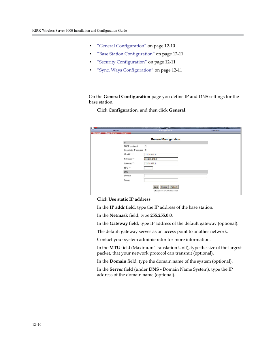 General configuration, General configuration –10 | Polycom KIRK KWS6000 User Manual | Page 122 / 202