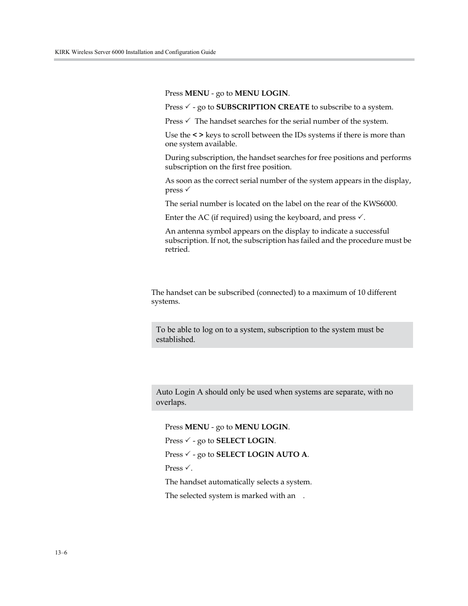 Subscribing handsets, Subscribing a handset to different systems | Polycom KIRK KWS6000 User Manual | Page 130 / 202