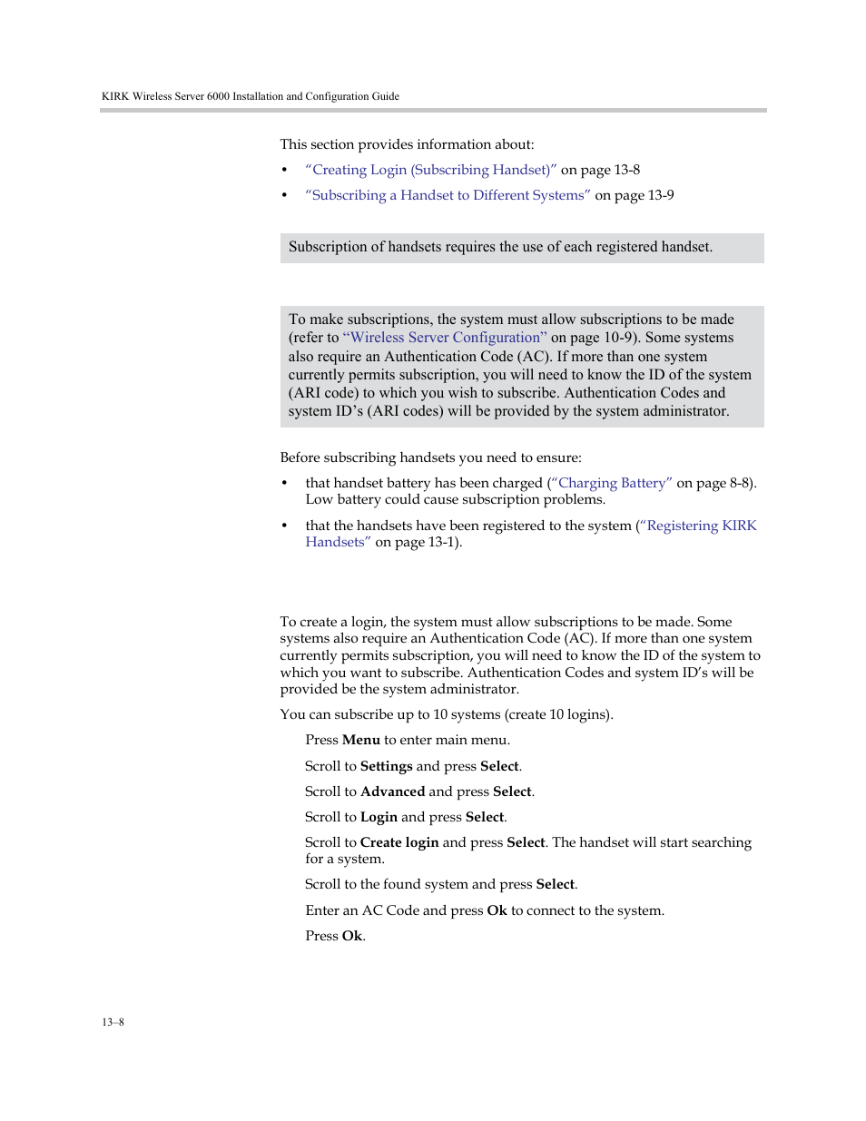 Creating login (subscribing handset), Creating login (subscribing handset) –8 | Polycom KIRK KWS6000 User Manual | Page 132 / 202