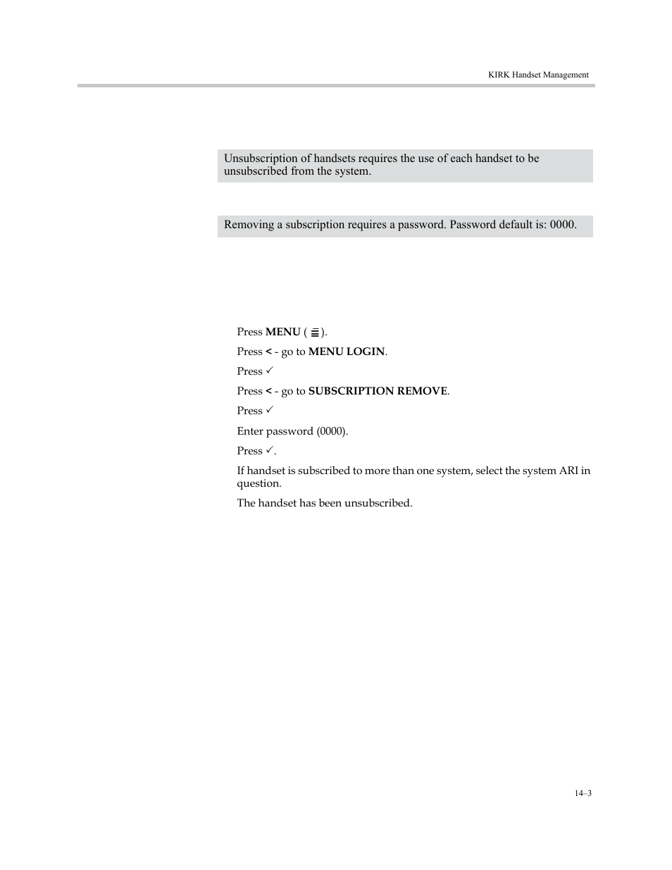 Unsubscribing kirk handsets, Kirk 4020/4040/4080 handset, Unsubscribing kirk handsets –3 | Kirk 4020/4040/4080 handset –3 | Polycom KIRK KWS6000 User Manual | Page 137 / 202