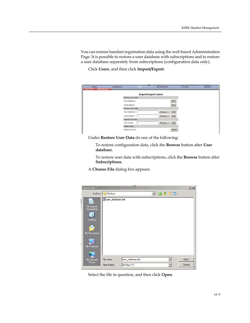 Restoring handset registration data, Restoring handset registration data –9 | Polycom KIRK KWS6000 User Manual | Page 143 / 202